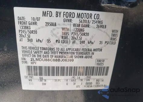 2008 Lincoln Mkx from USA, damaged, VIN 2LMDU88C88BJ06399